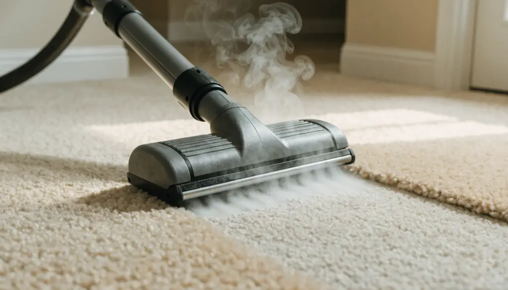 Professional deep cleaning of wall-to-wall carpet in a Vaughan home